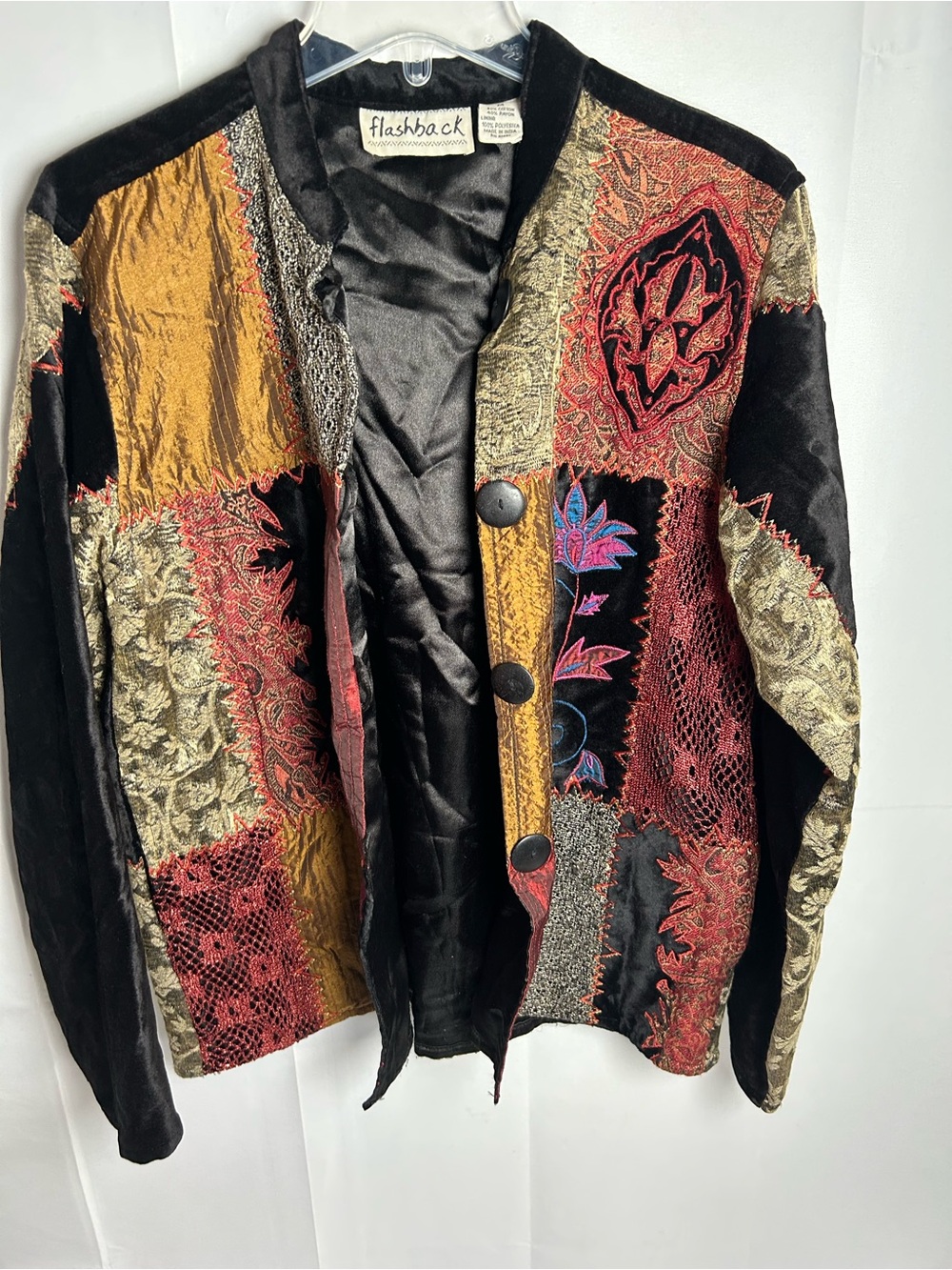 Flashback Women's Multicolor Patchwork Velvet Jacket - Picture 7 of 9